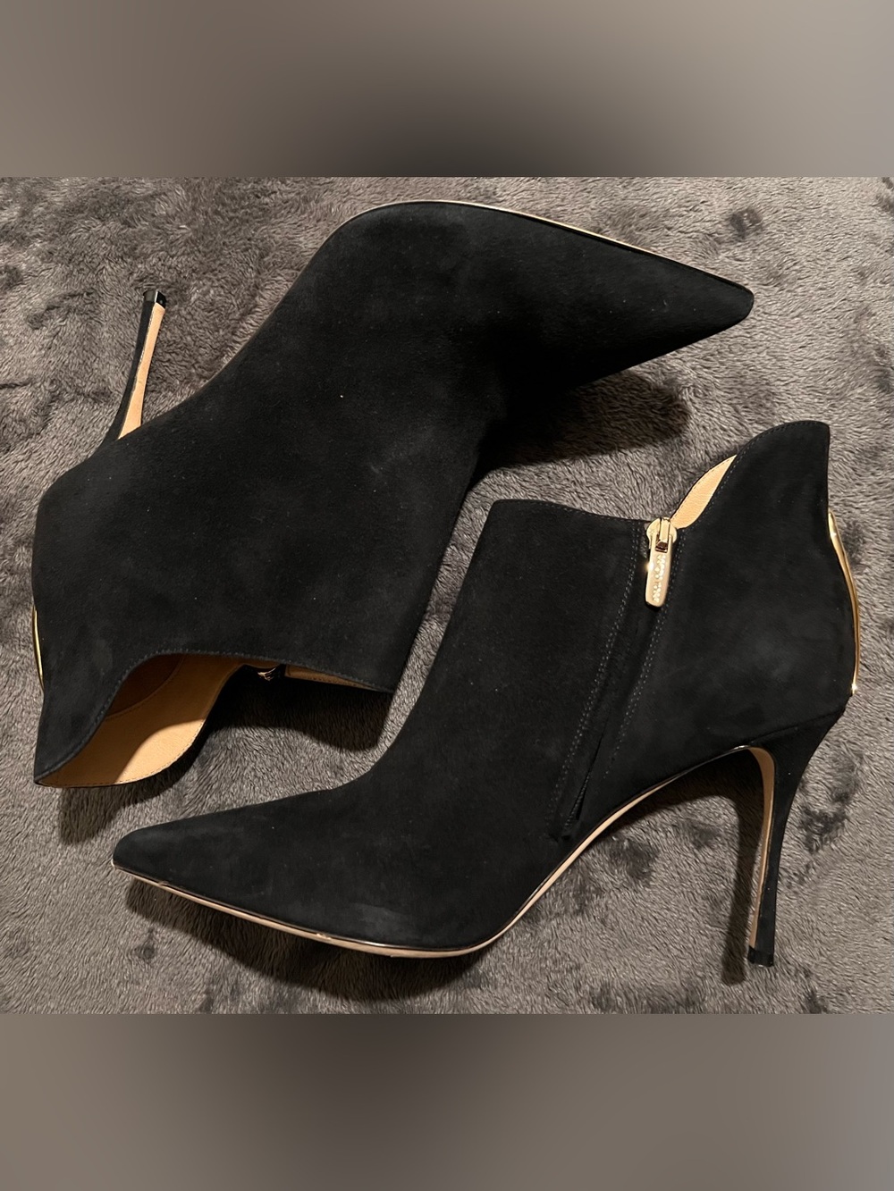 Sergio Rossi Black Suede Pointed-Toe Stiletto Ankle Booties